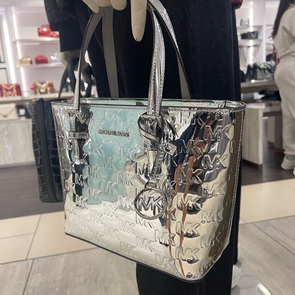 MICHAEL KORS Jet Set Extra-Small Patent Logo Debossed Convertible TZ Tote
Silver - Picture 4 of 16